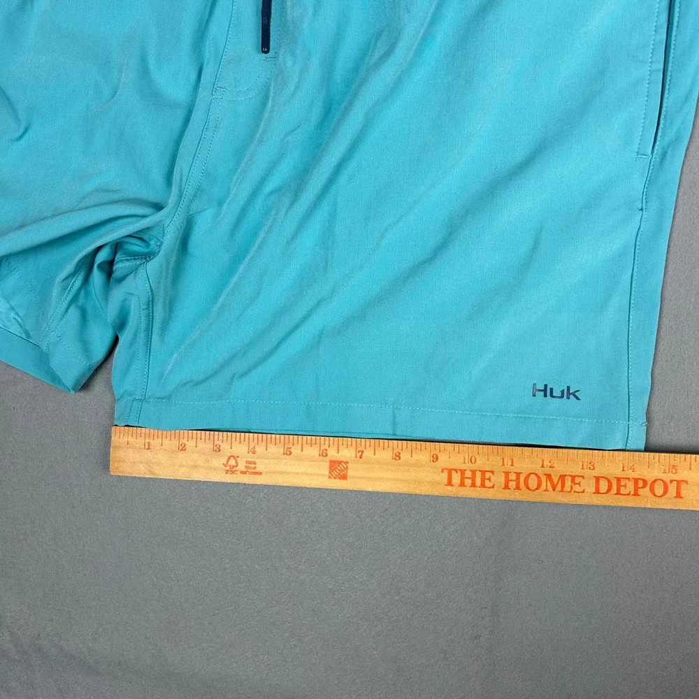 Huk Performance Swim Shorts Elastic Waist Mens XXXL Teal Blue H2000132